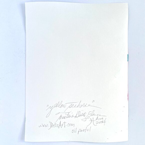 Yellow Seahorse Underwater Original Painting Acrylic Wall Art 11x14in Matted - Picture 9 of 10